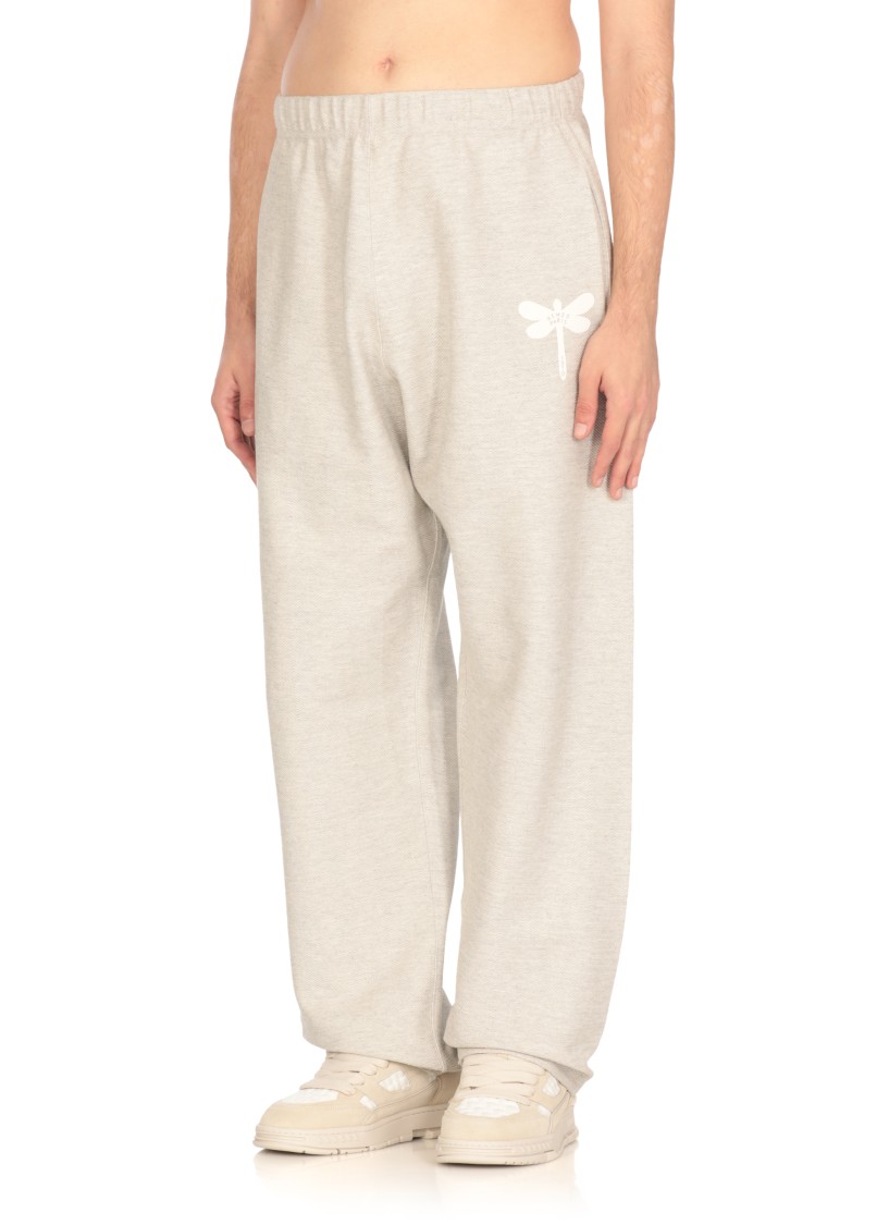 Kenzo 'dragonfly' Grey Pants With Elastic Waist And Logo Print On Side And Rear In Gray