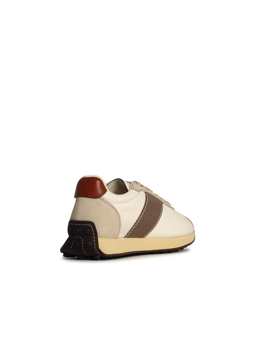 Tod's Fabric And Suede Sneakers With Contrast Panels In White
