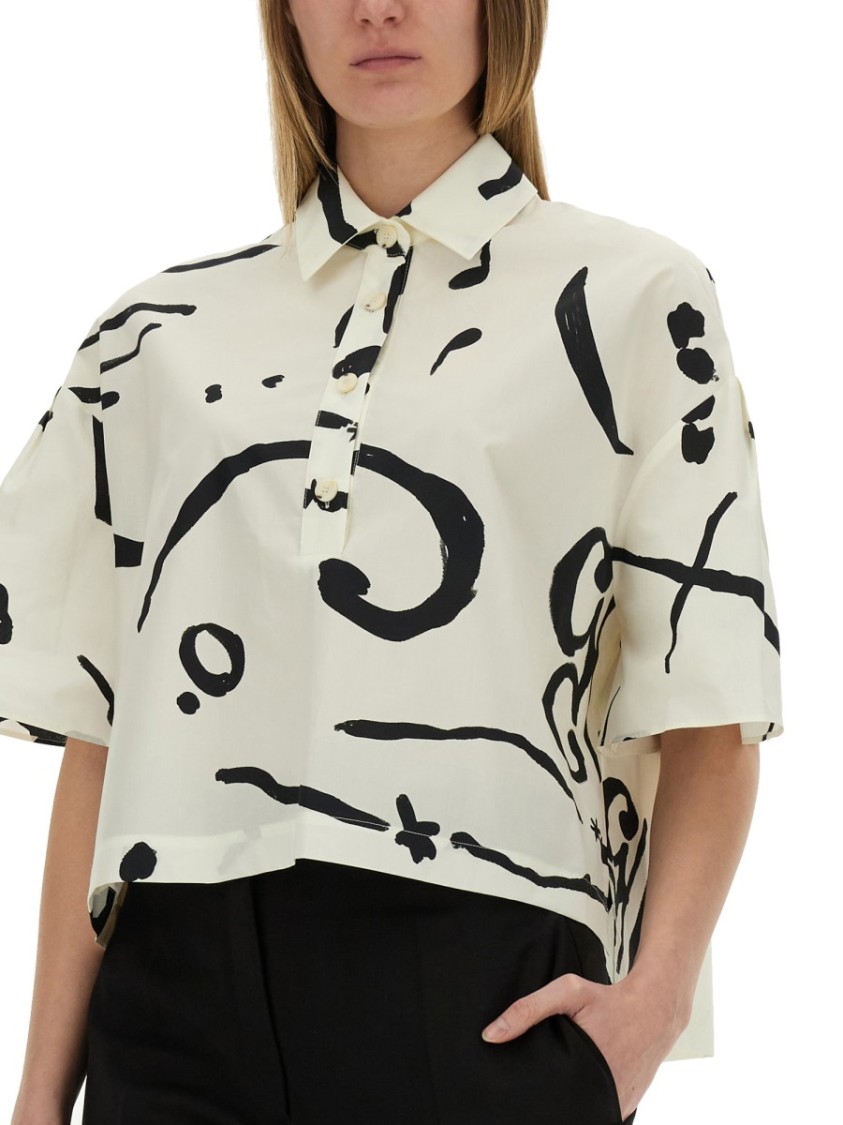 Shop Alysi "printed Orchestra" Polo Shirt In White