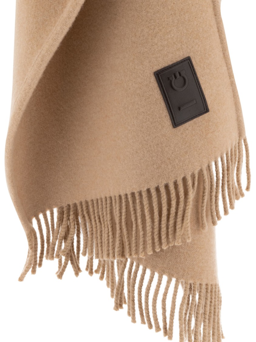 Ferragamo Beige Wool-cashmere Blend Scarf With Hood In Neutral