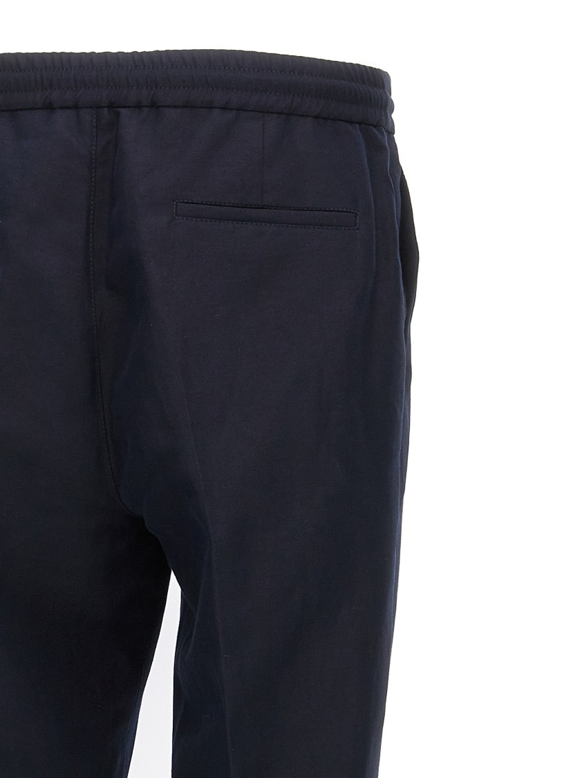 Brunello Cucinelli Men Leisure Fit Trousers In Virgin Wool Flannel With Drawstring And Double Darts In Blue
