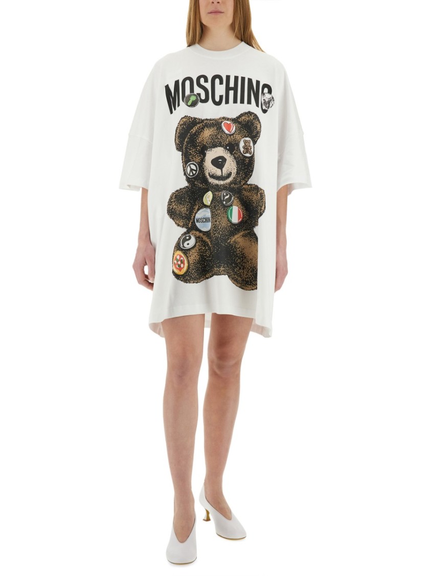 Moschino Crew Neck Graphic Print T-shirt Short Sleeves In White