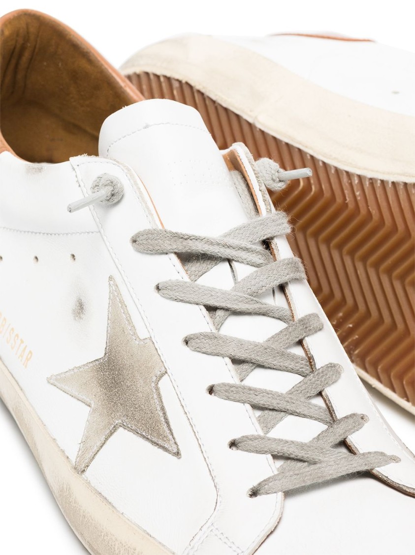 Shop Golden Goose Classic White Low-top Sneakers With Metallic Star And Distressed Finish