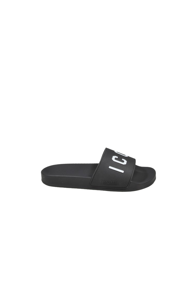 Dsquared2 Open-toe Slides With Logo Print In Black