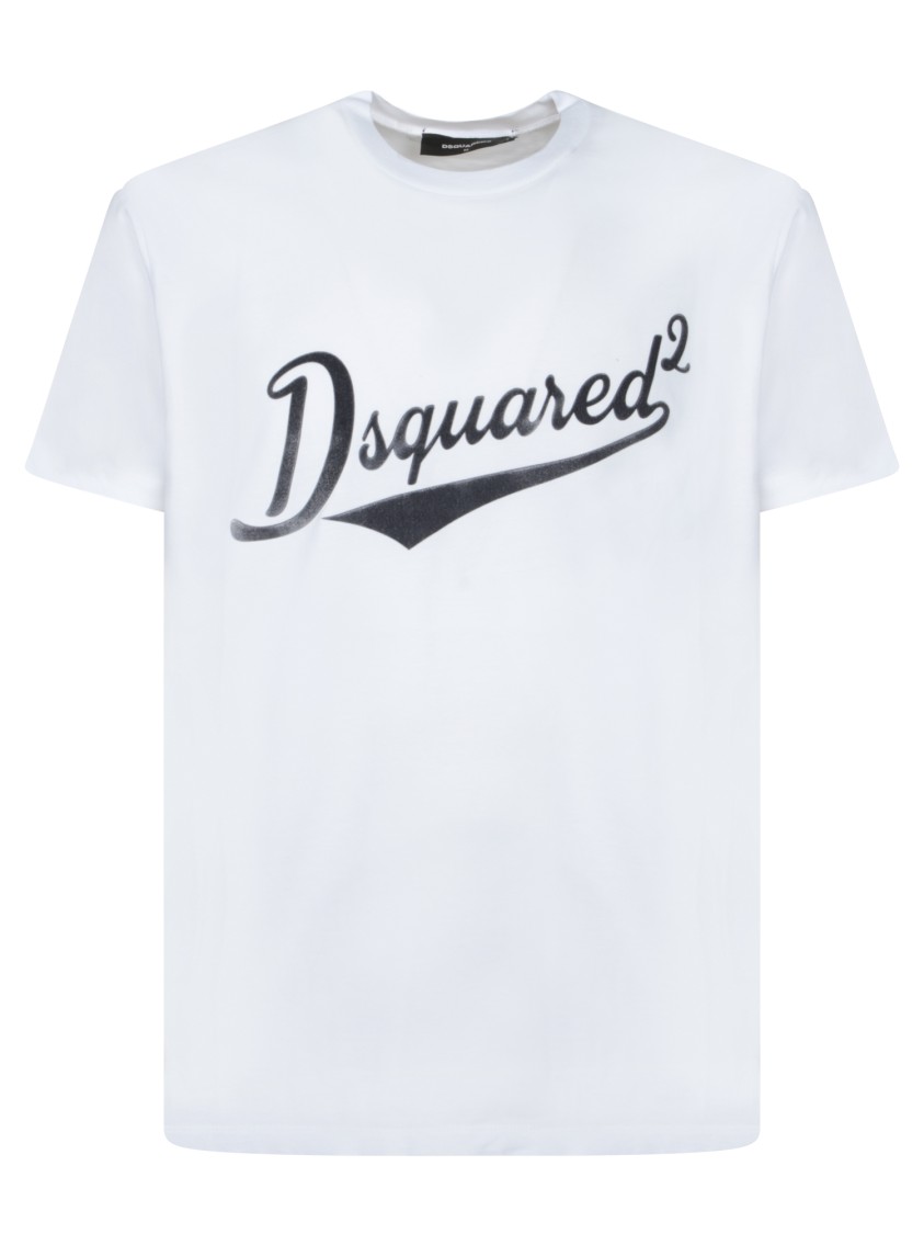 Dsquared2 Crew Neck T-shirt With Bold Logo Print In White