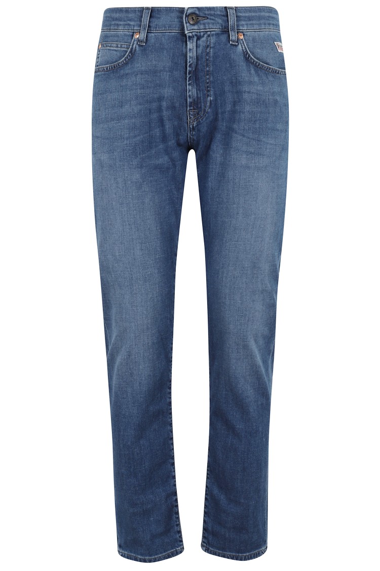Roy Rogers Slim-fit Five-pocket Blue Jeans With Medium Rise In Blue