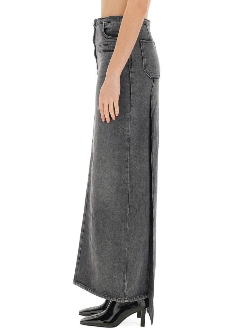 Shop Courrèges Classic Long Denim Skirt