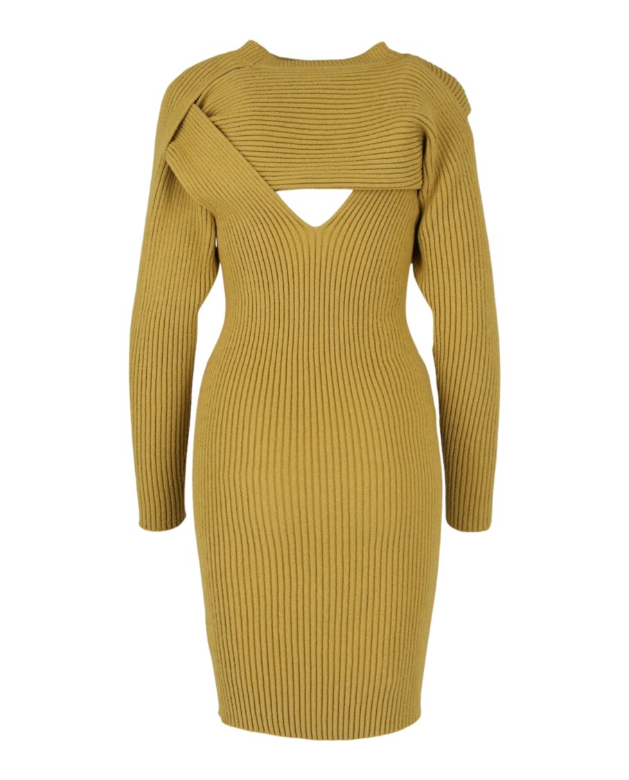 Bottega Veneta Ribbed-knit Dress In Green