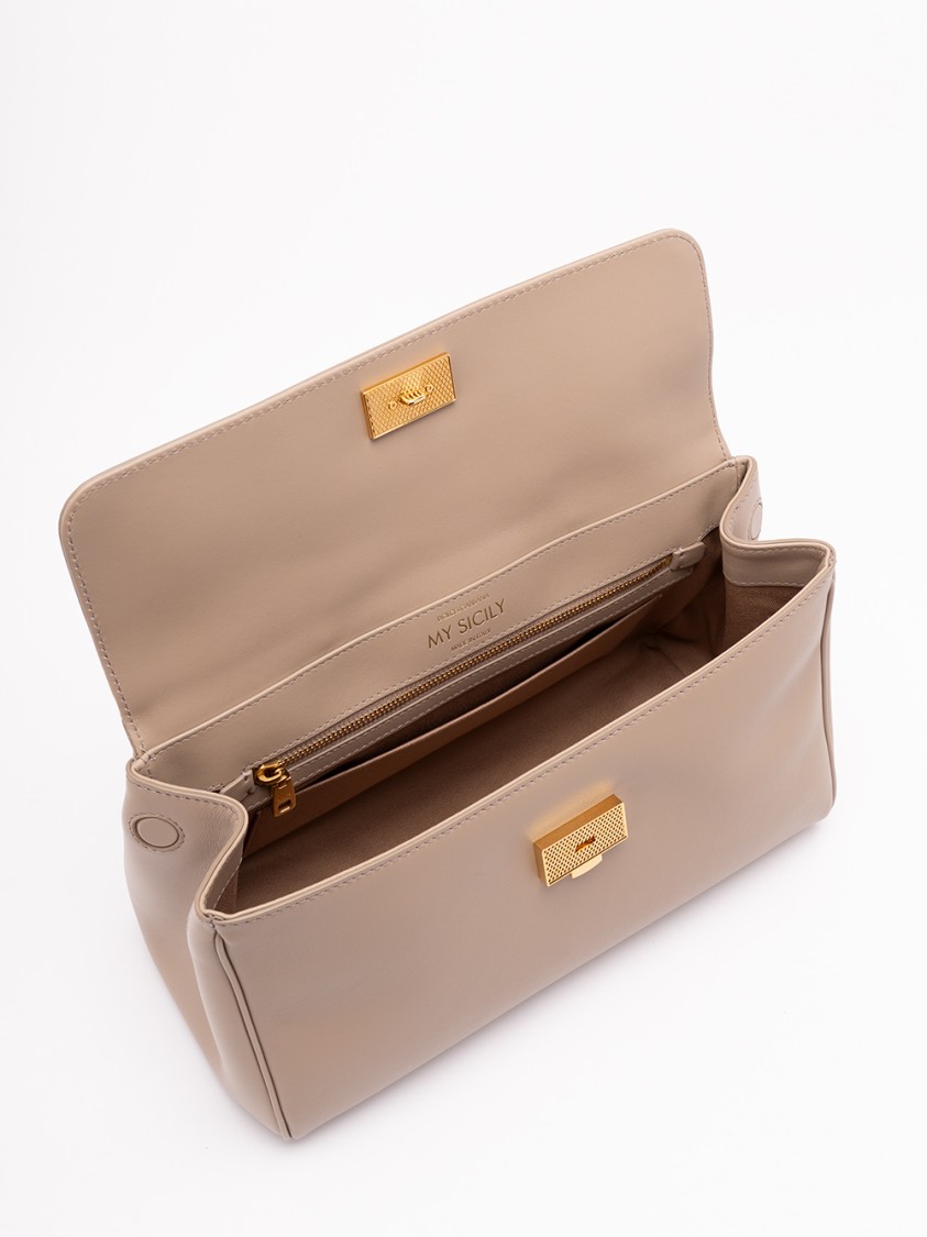 Dolce & Gabbana Structured Calf Leather Shoulder Bag In Brown