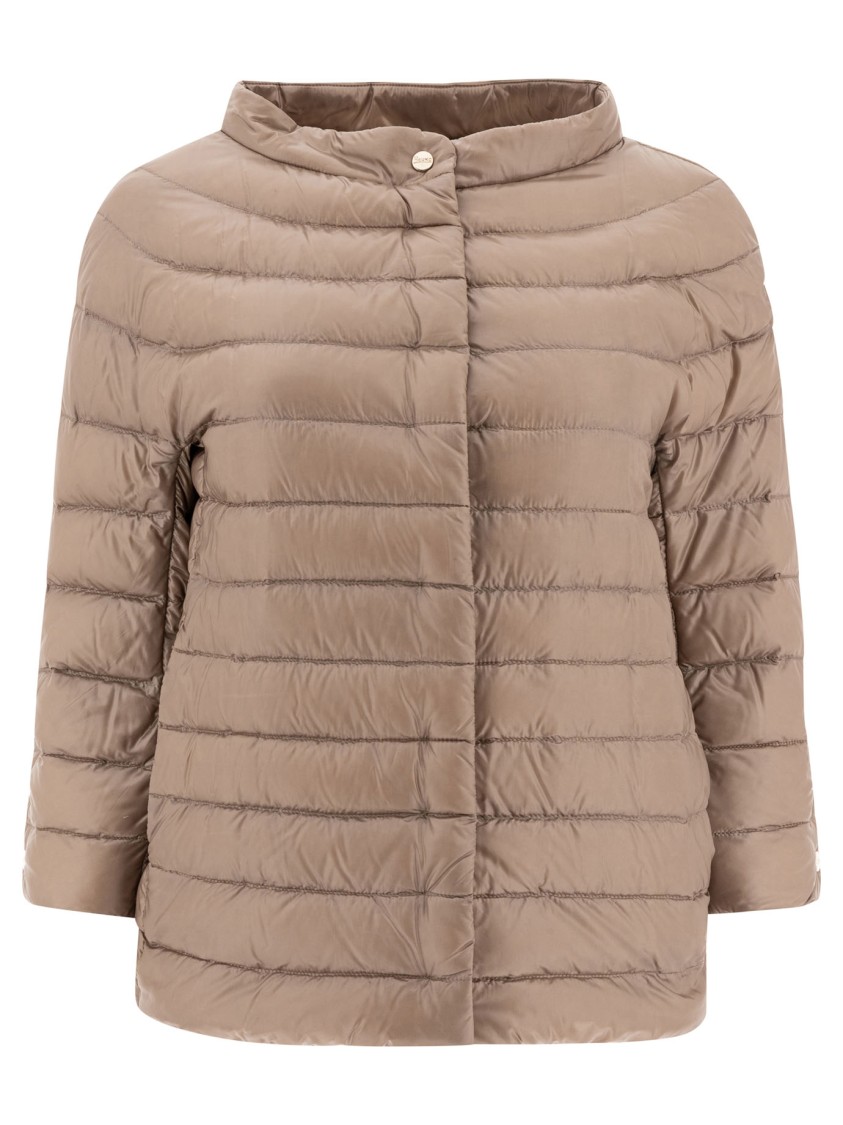 Herno Short Padded Jacket With High Collar In Pink