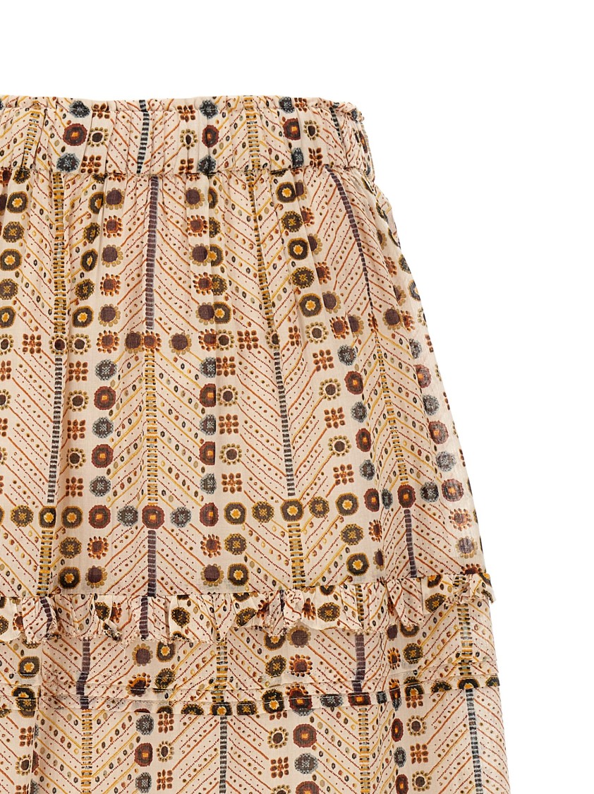Isabel Marant Étoile Tiered Ruffled Skirts In Printed Lightweight Fabric In Brown