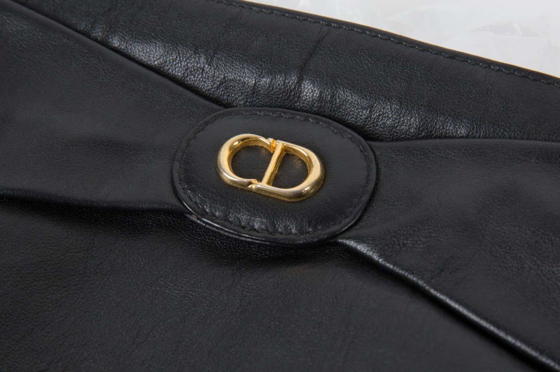 Shop Dior Christian Black Leather Clutch Bag
