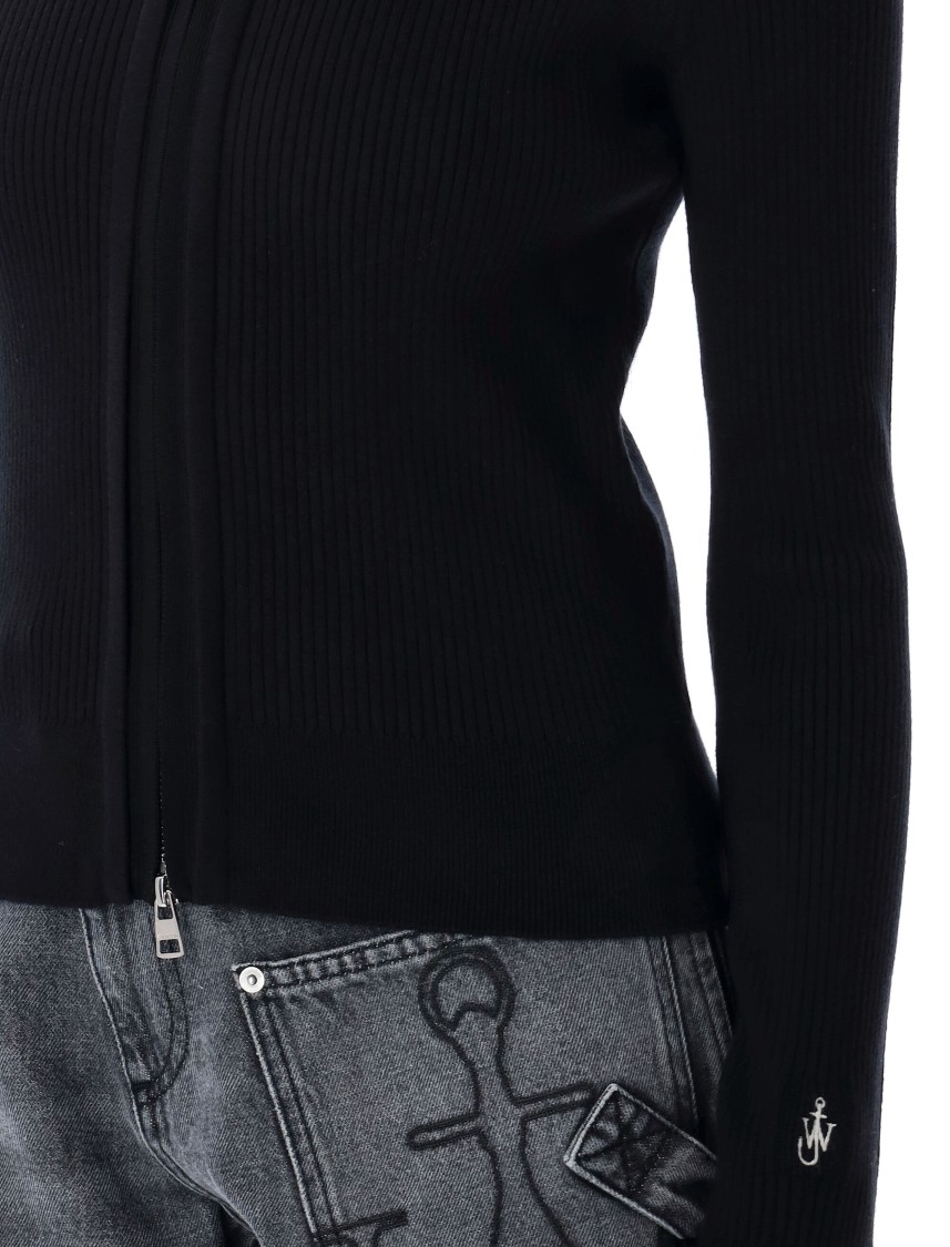 Shop Jw Anderson J. W. Anderson Fitted Zip-up Cardigan In Black