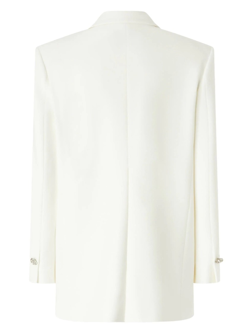 Pinko Tailored Double-breasted Blazer With Decorative Brooches In White