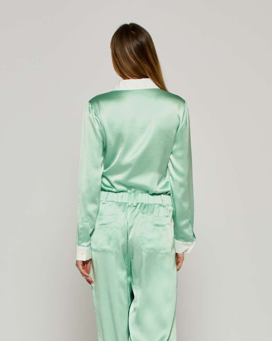 Serena Bute Satin Serena Shirt - Mint In Green