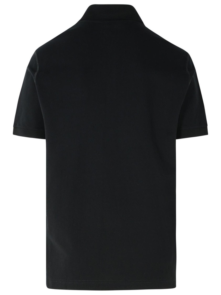 Dolce & Gabbana Cotton Polo Shirt With Buttoned Collar And Ribbed Accents In Black