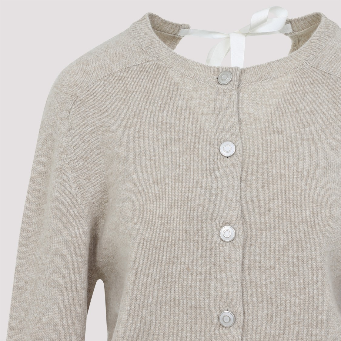 Shop Carven Mélange Grey Cashmere Cardigan