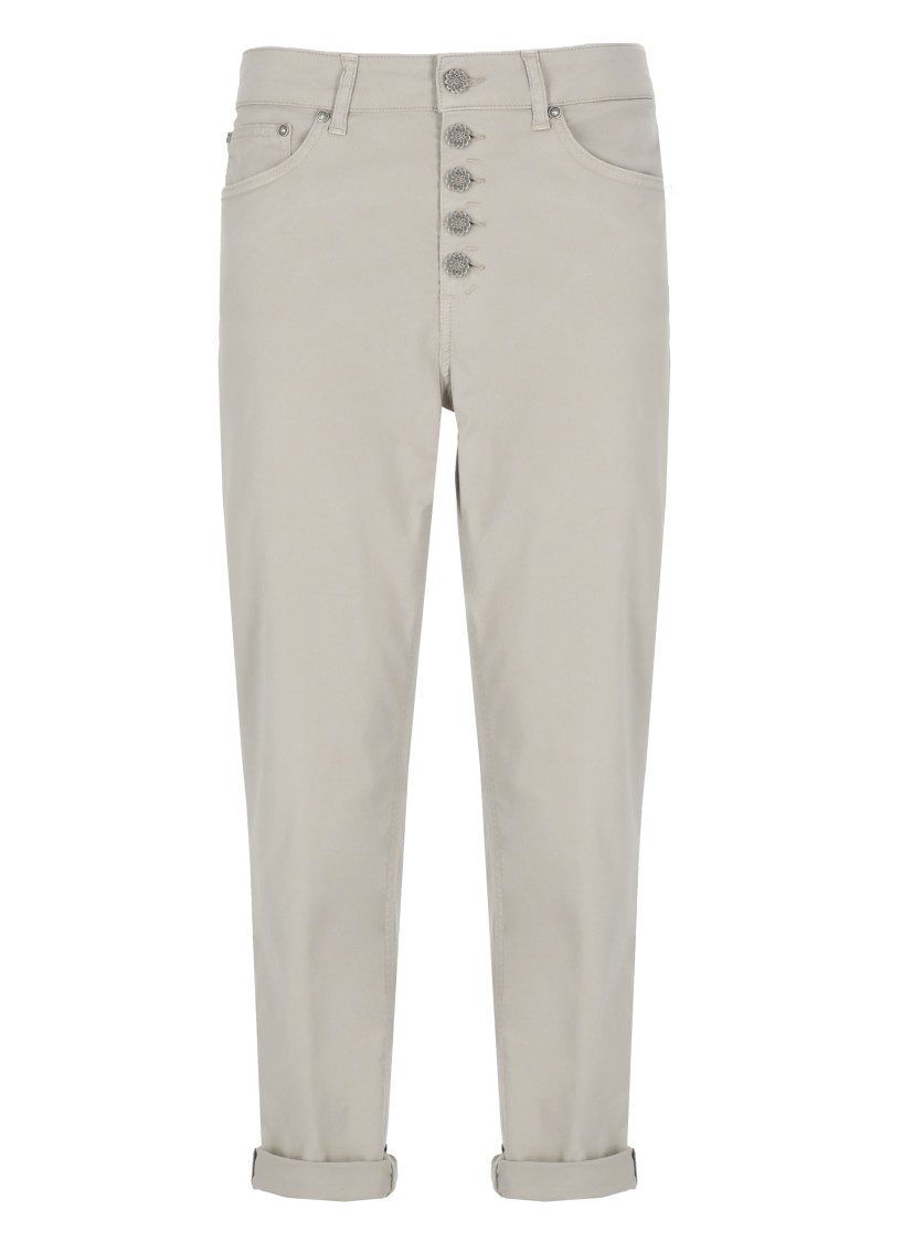 Shop Dondup Beige Cotton Blend Pants In Grey