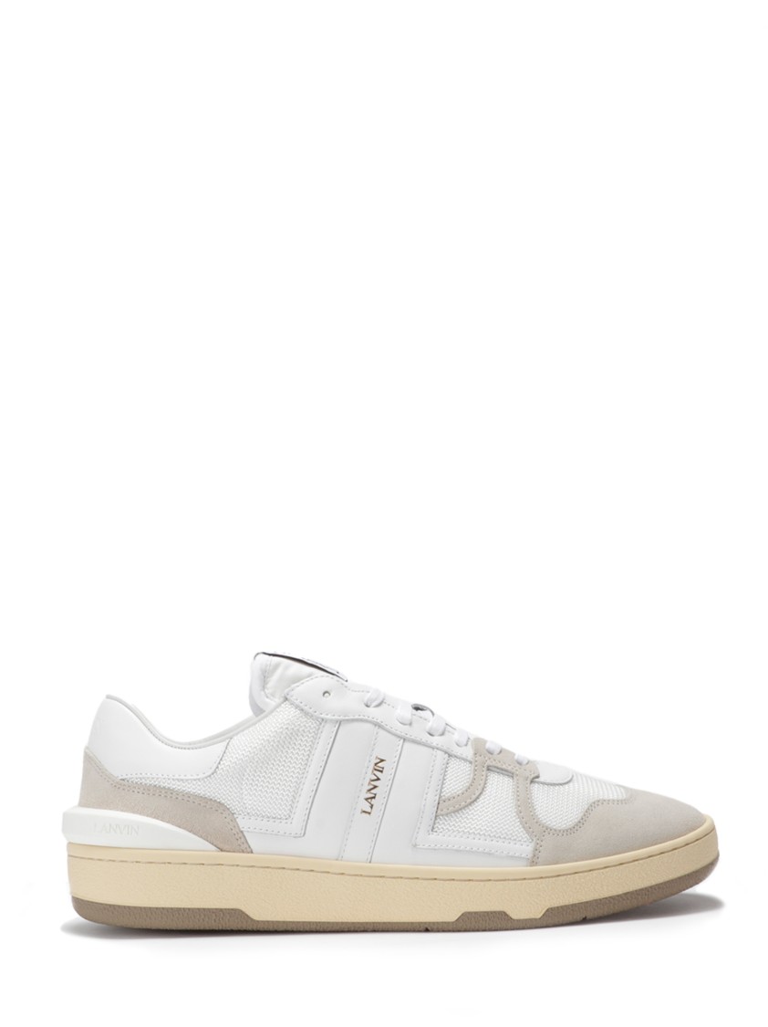 Lanvin Mesh And Leather Clay Sneakers With In White