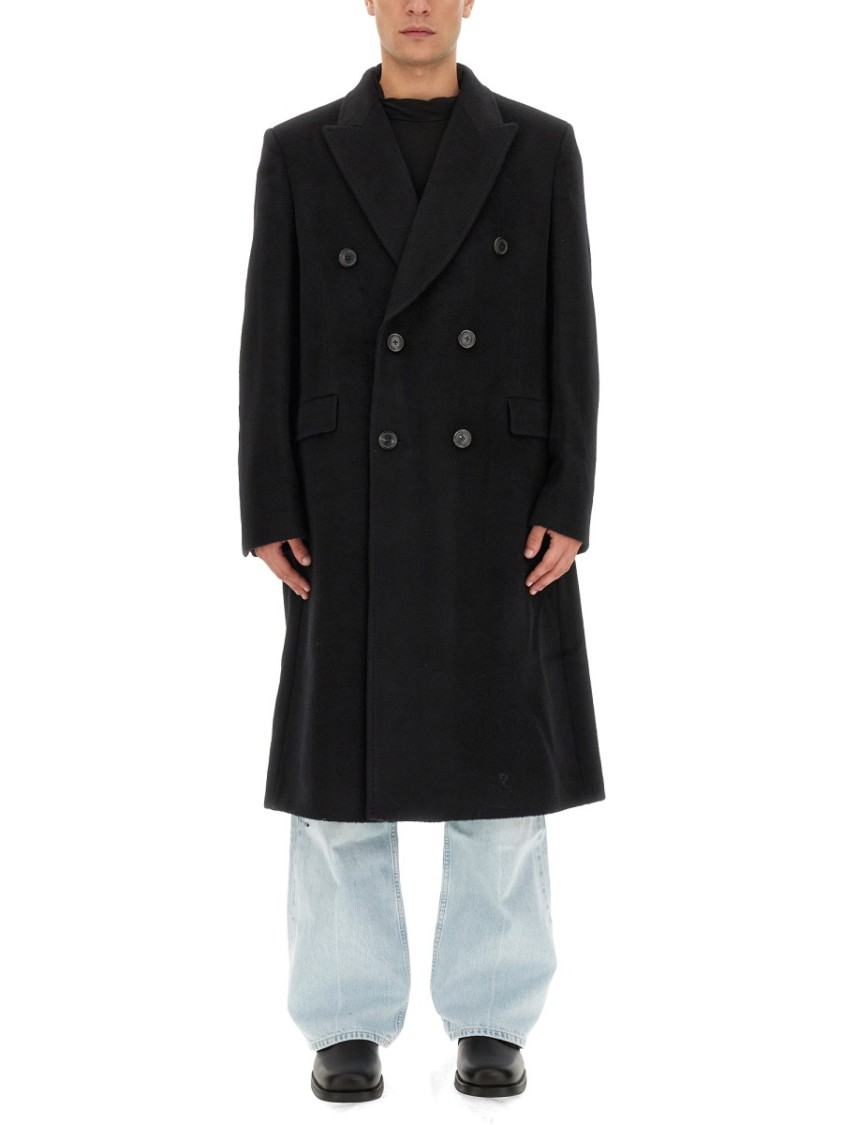 Our Legacy Oversize Double-breasted Coat Notched Lapels In Black