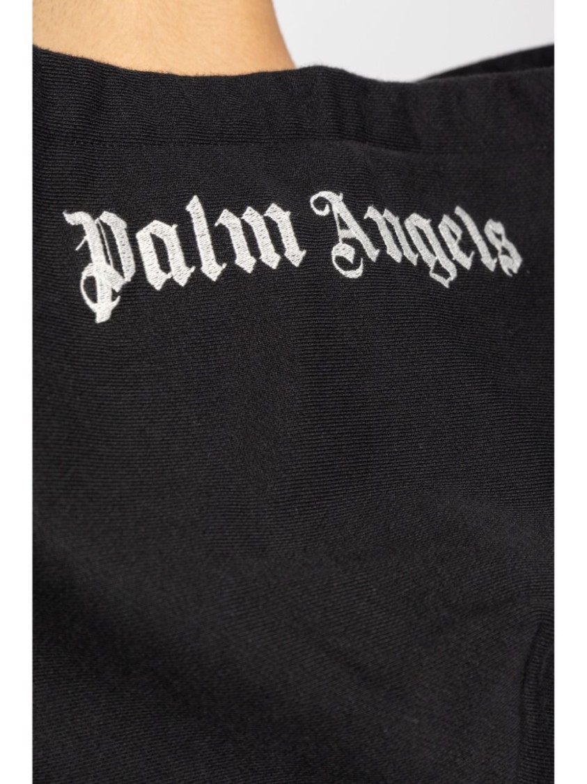 Palm Angels Brand-embroidery Kangaroo-pocket Relaxed-fit Cotton-jersey Hoody In Black