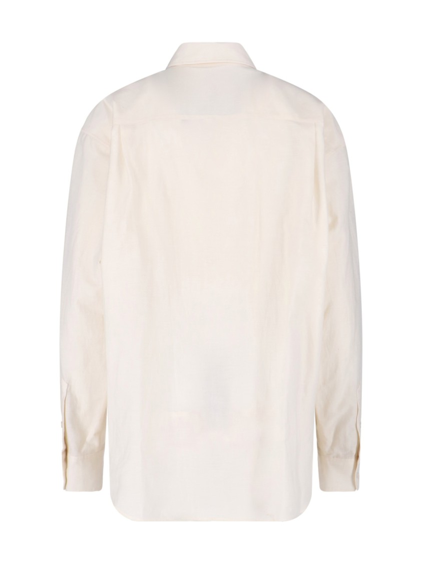 Marni Fringed Collared Top Long Sleeves In White
