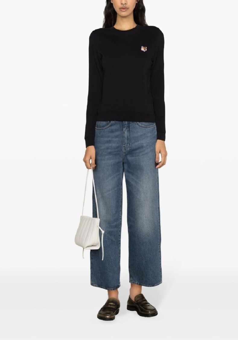 Maison Kitsuné Fox Head Patch Regular Sweatshirt In Black