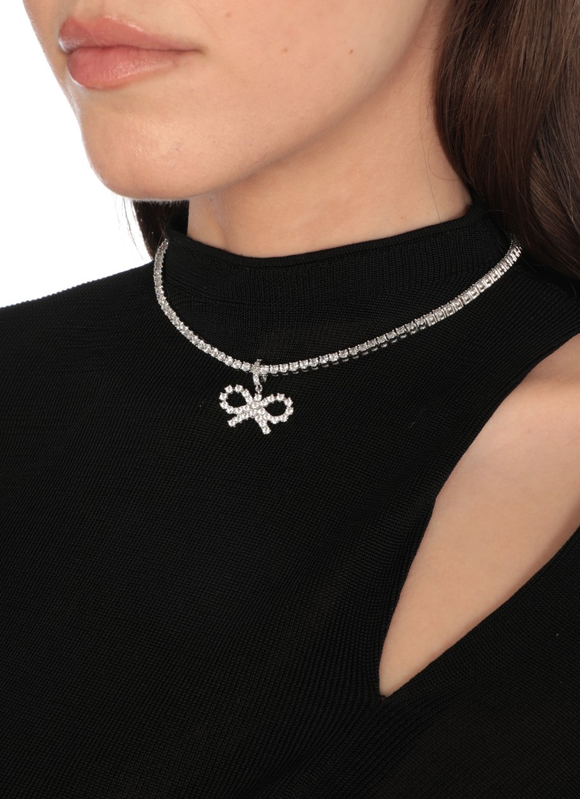 Self-portrait Crystal Bow Tennis Necklace | ModeSens