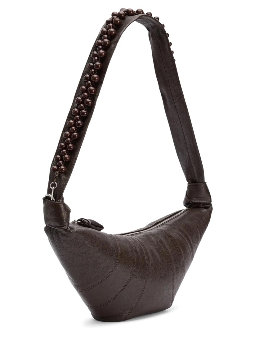 Lemaire Pearls Medium Croissant Bag In Black
