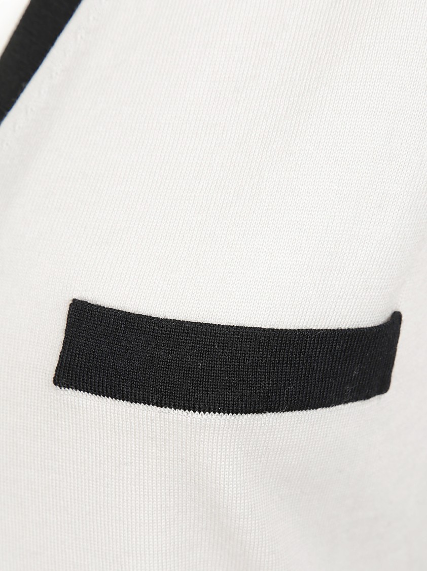 Max Mara Contrast-trim Cardigan In White