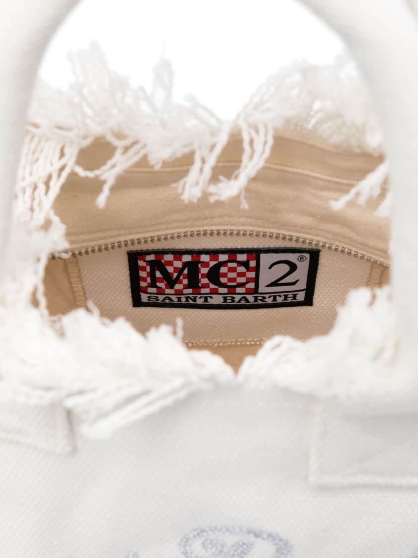 MC2 SAINT BARTH MC2 SAINT BARTH TEXTURED COTTON HANDBAG WITH SPARKLING LOGO
