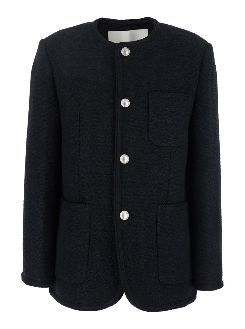 Dunst Black Oversize Collarless Jacket