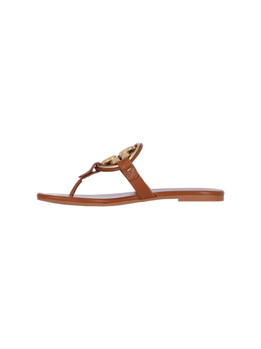 Tory Burch Metal Miller Soft Leather Sandals In Brown