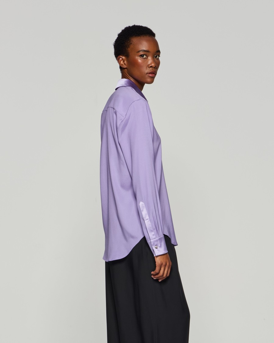 Serena Bute Silk Classic Shirt In Purple