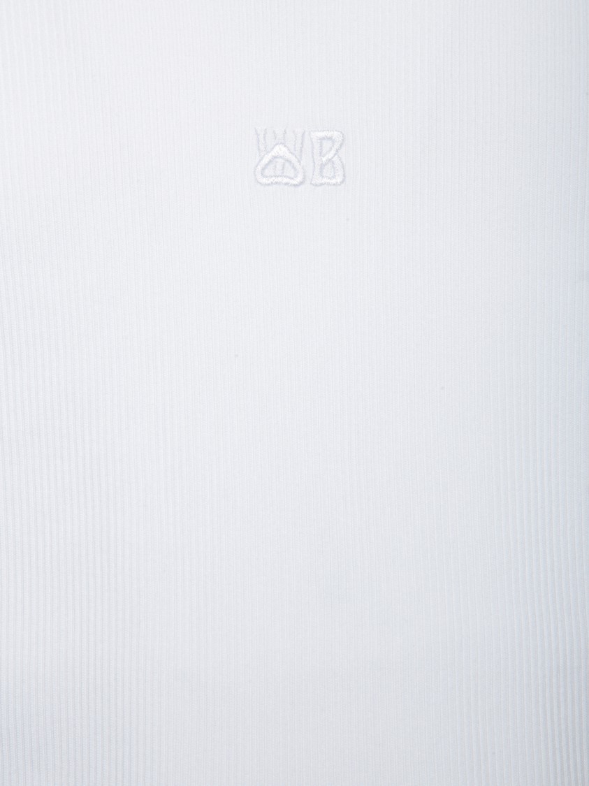 Wales Bonner Sleeveless Cotton Sweater With Ribbed Texture And Embroidered Logo In White