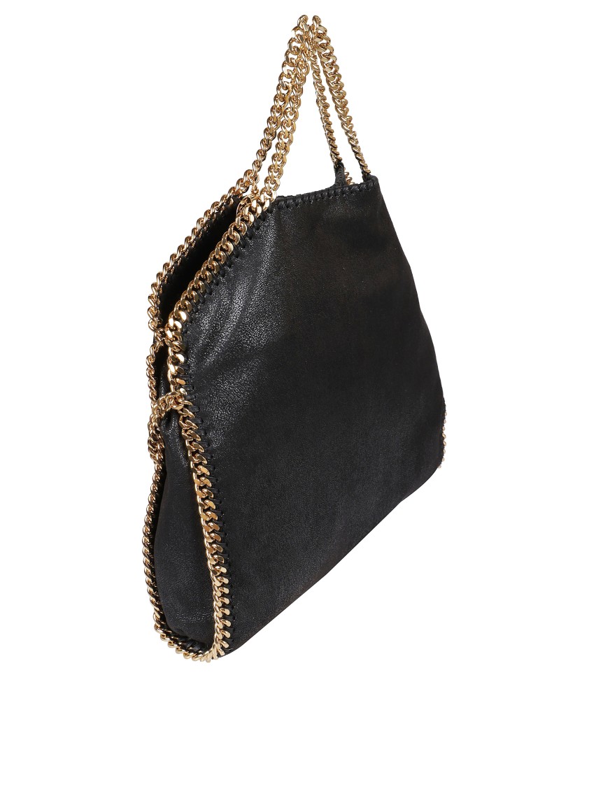 Stella Mccartney Black Bag With Gold-tone Chain Strap In Black
