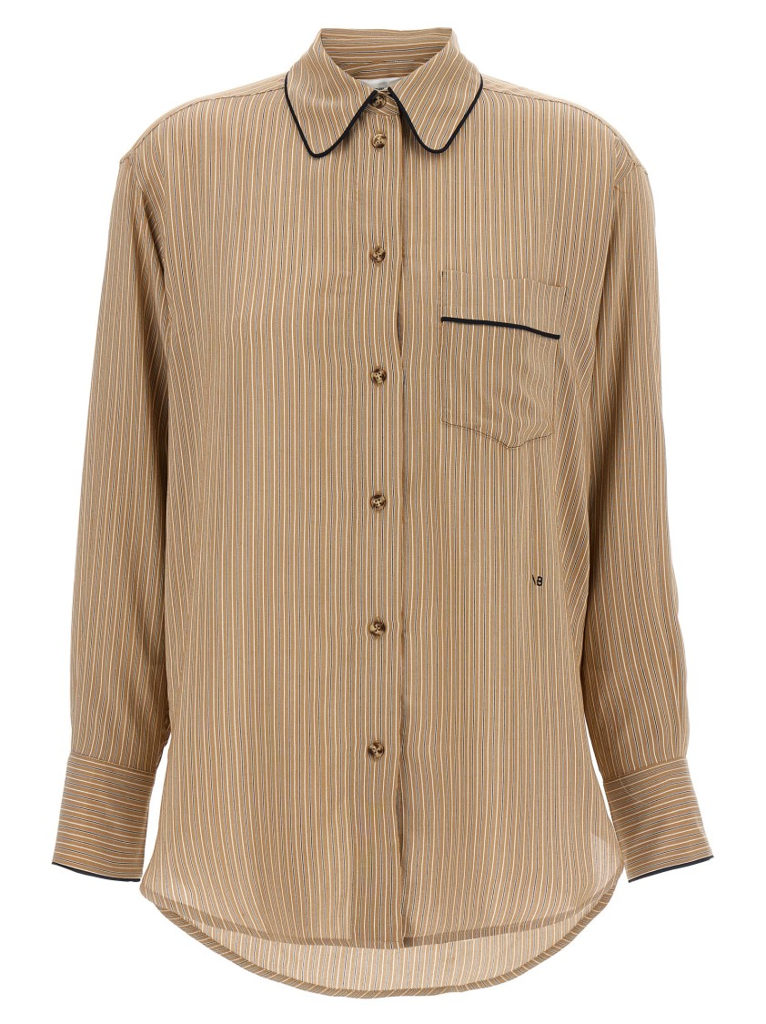 Victoria Beckham Piping Detail Pyjama Shirt And Blouse Brown
