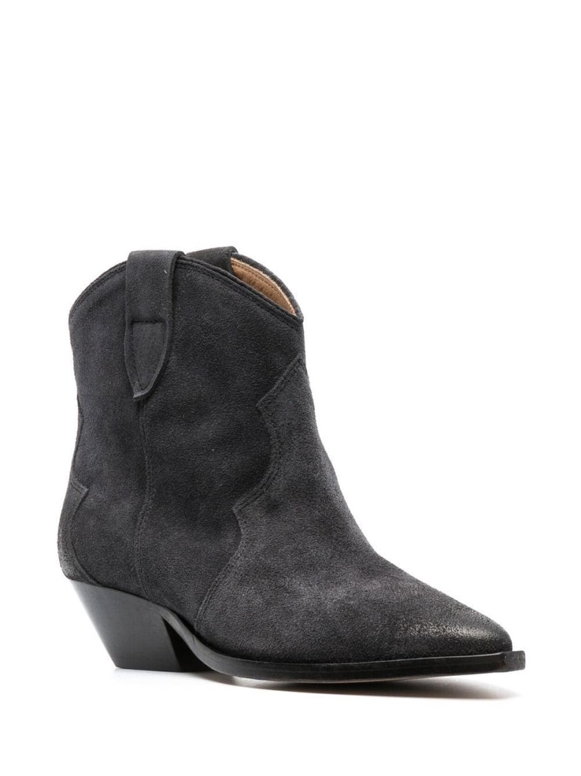 Isabel Marant Dewina Distressed Suede Ankle Boots In Black