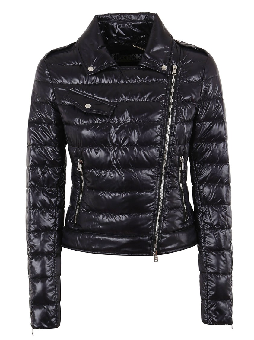 HERNO HERNO LIGHTWEIGHT BIKER JACKET WITH DIAGONAL ZIP CLOSURE