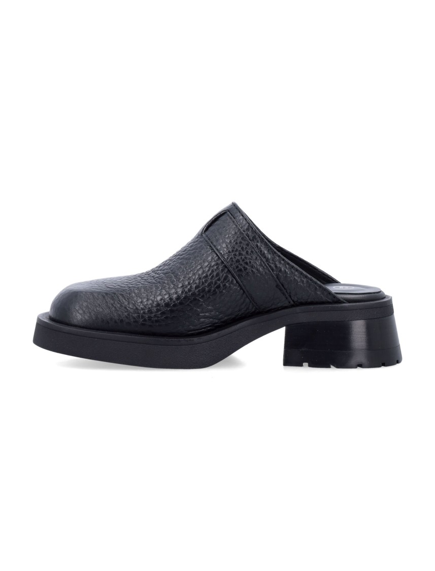 Miista Buckled Black Mules With Textured Upper In Black