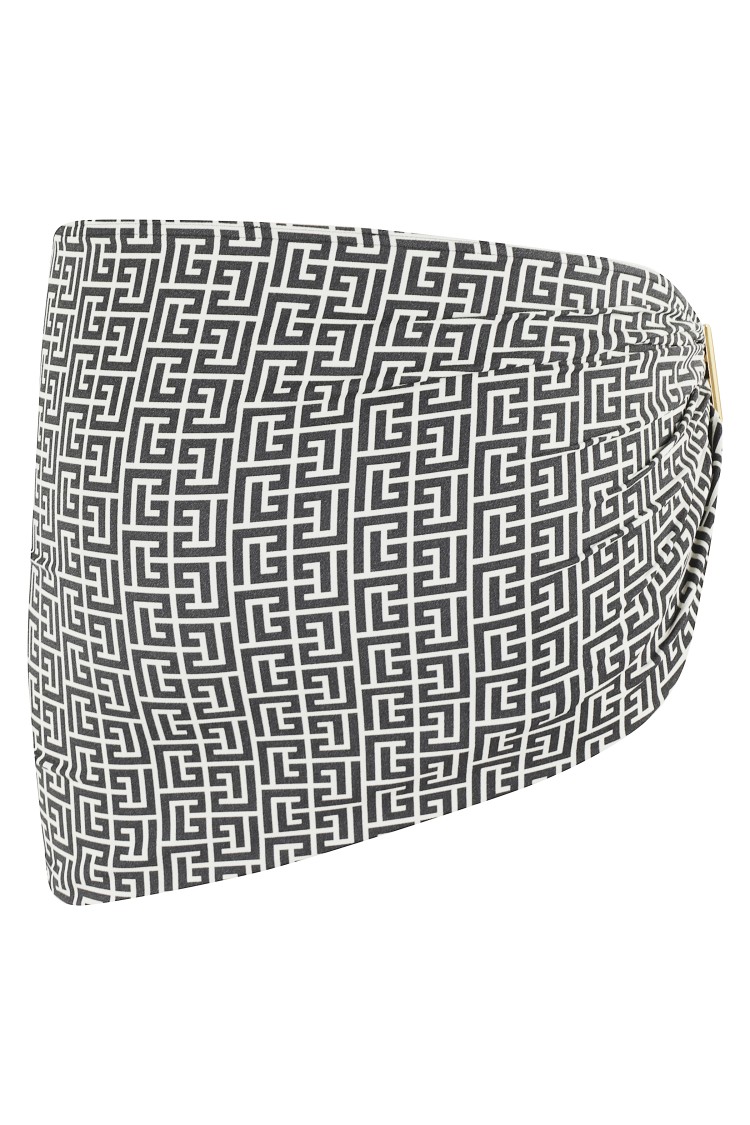 BALMAIN BALMAIN MONOGRAM PRINT PAREO WITH LOGO BUCKLE