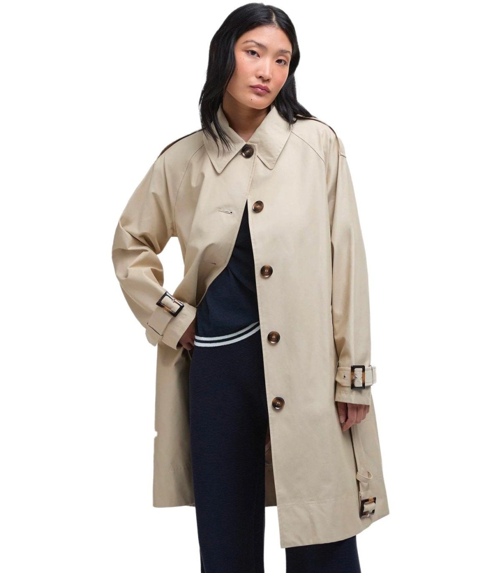Barbour Maia Light Sand Trenchcoat In White