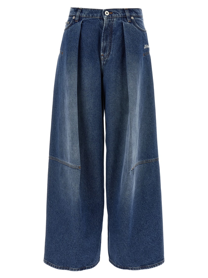 Jean Paul Gaultier Wide Leg Denim Jeans With Pences In Blue