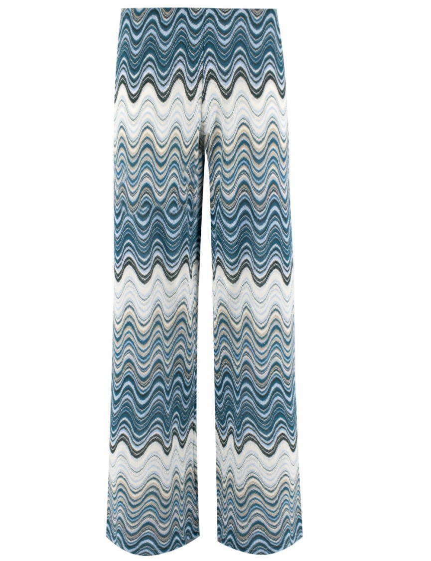 Mc2 Saint Barth Wide-leg Trousers With Dynamic Wavy Pattern