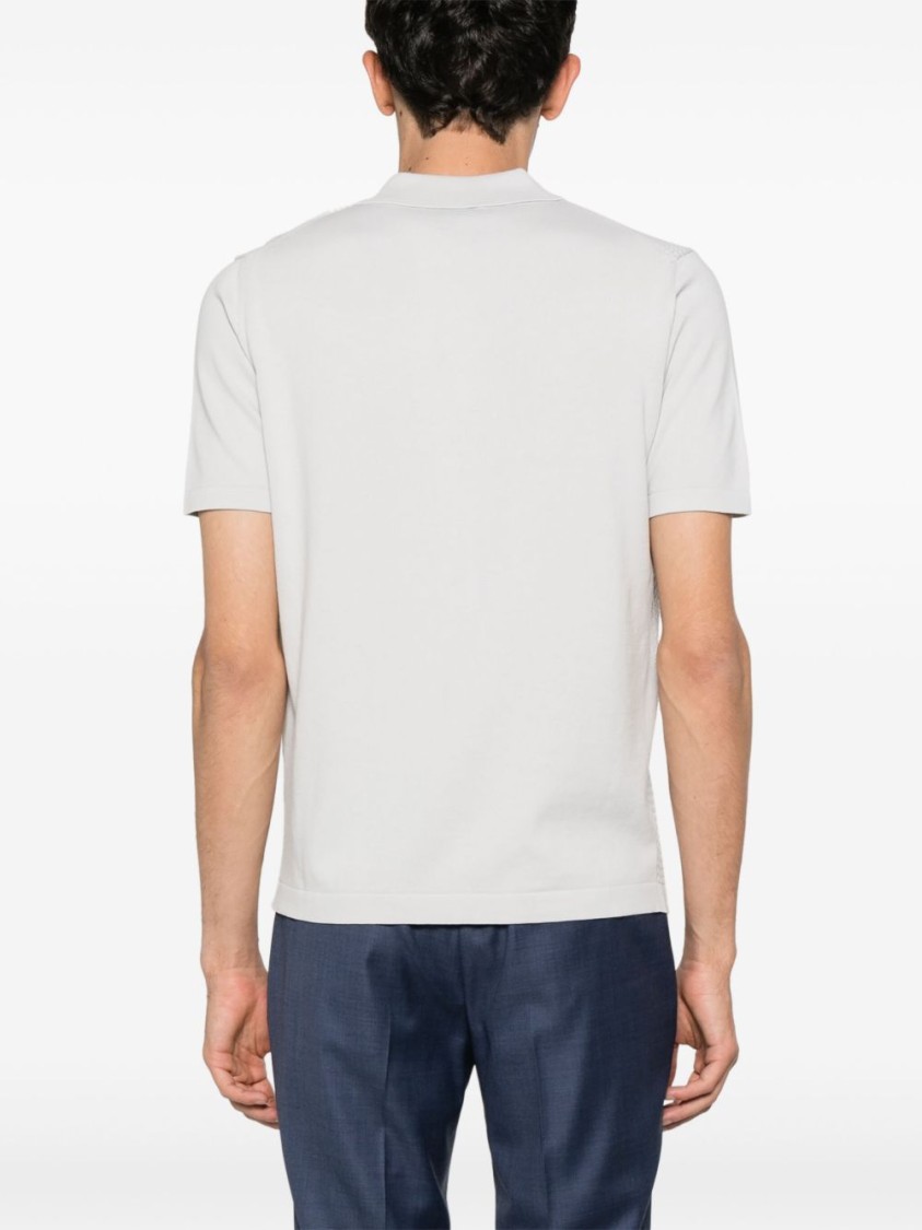 Shop Corneliani Textured Knit Grey Sweatshirt With Classic Collar