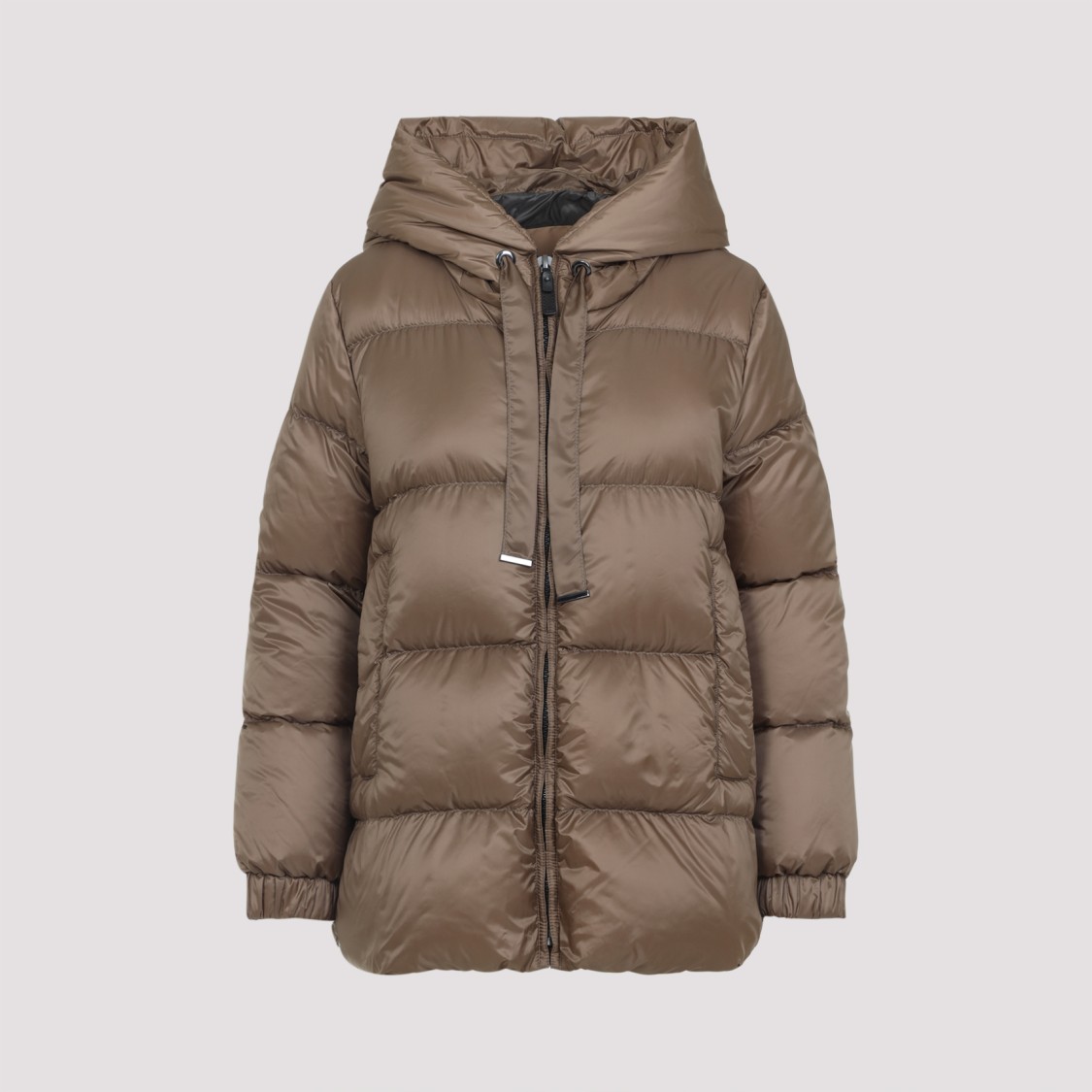 Max Mara Padded Down Jacket With Hood In Brown