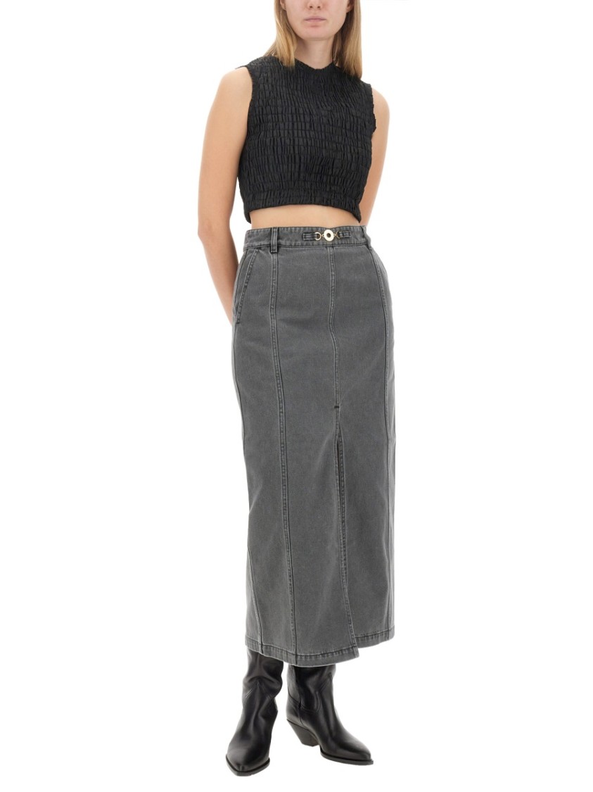 Patou Chic Midi Skirt In Grey