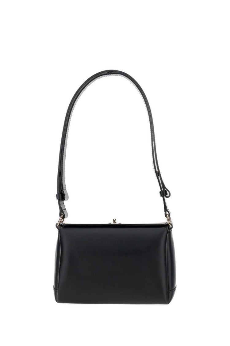 Plan C Smooth Grain Calfskin Shoulder Bag In Black