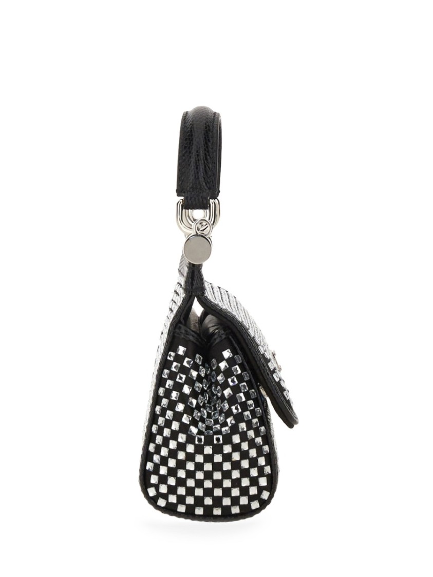 Dolce & Gabbana Embellished Fabric And Calf Small Sicily Handbag In Black