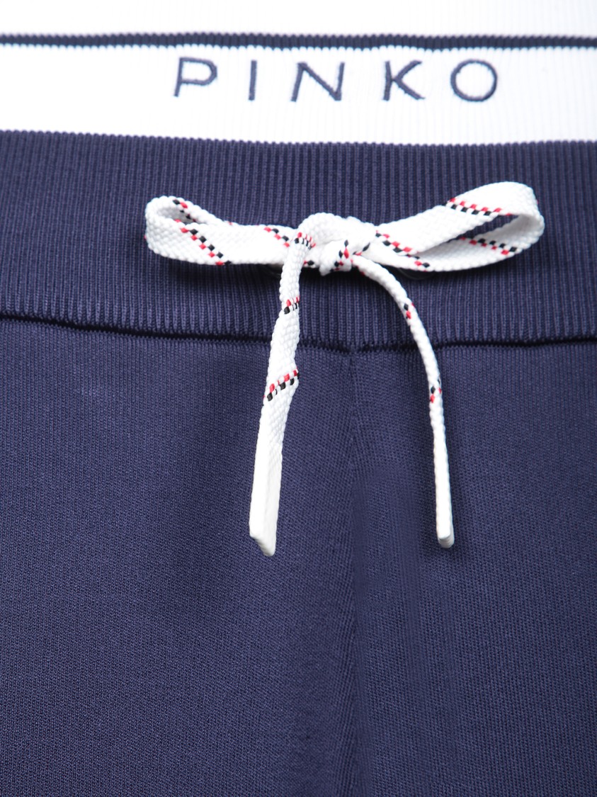 Shop Pinko Tapered Athletic Pants With Contrasting Side Stripe In Blue
